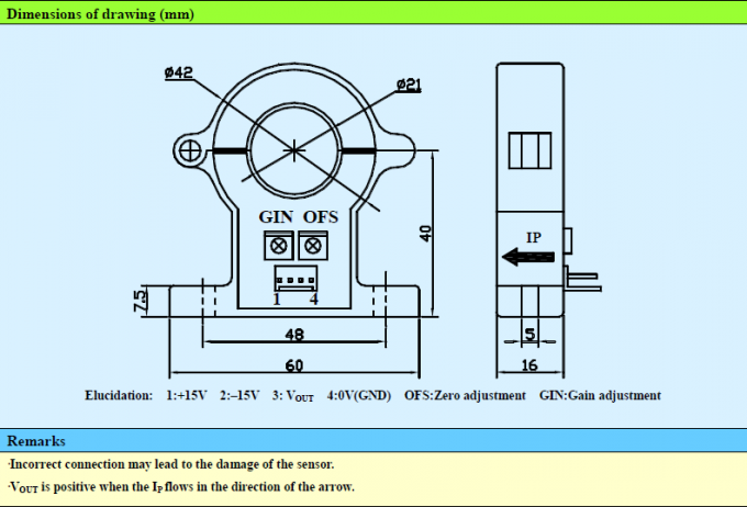 Open Loop DC AC Pulsed Hall Effect Current Sensor 21mm Diameter Industrial Use