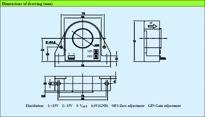 Durable Hall Effect Current Transducer / Current Sensor 1000A Input Current